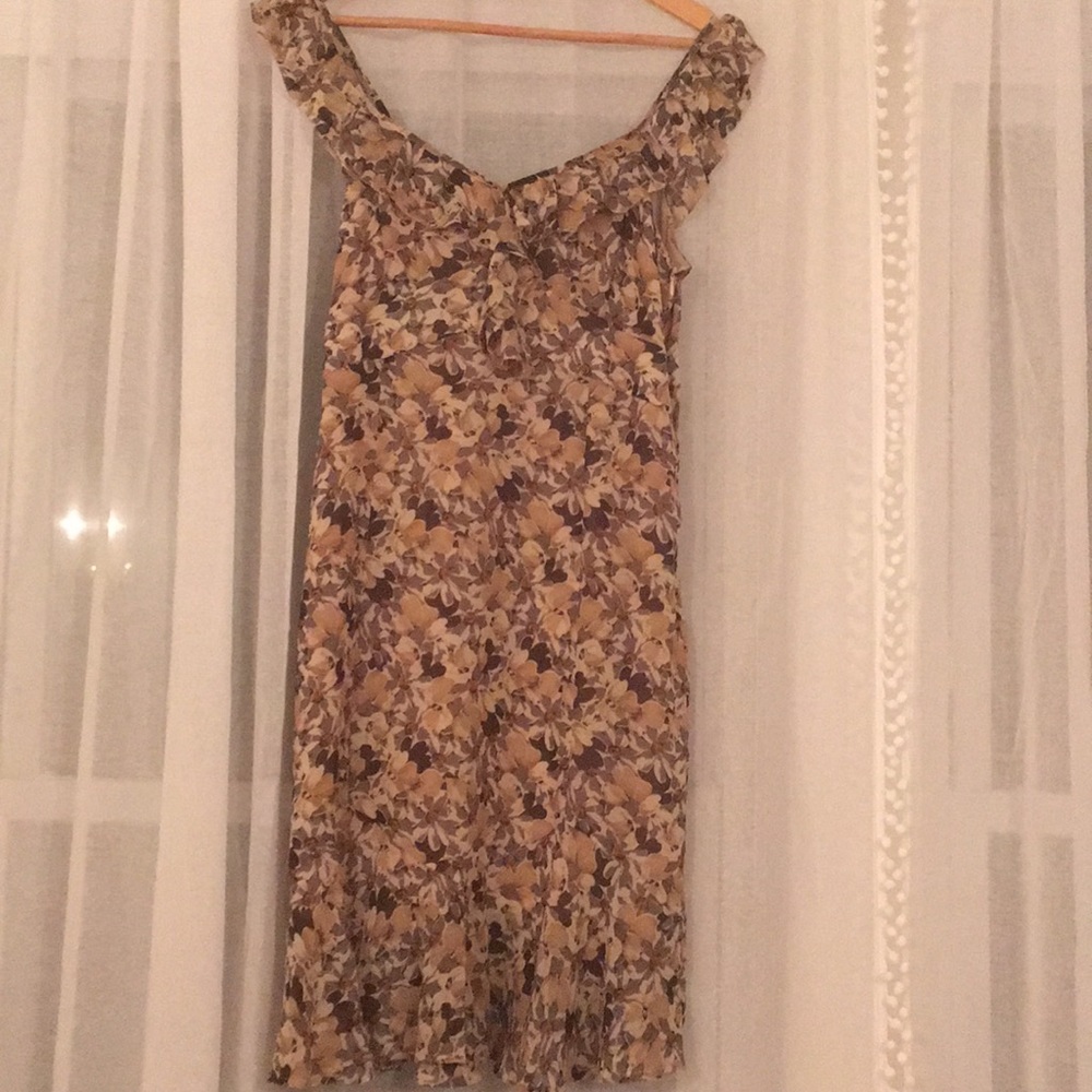 LOFT grey and tan floral dress!
